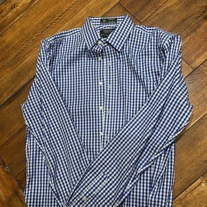 Nordstrom Men's Shop Trim Fit Gingham Linen Button-Down Shirt